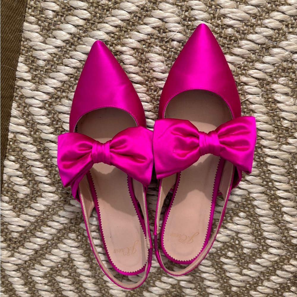 J. Crew Pink Bow Slingback Flats